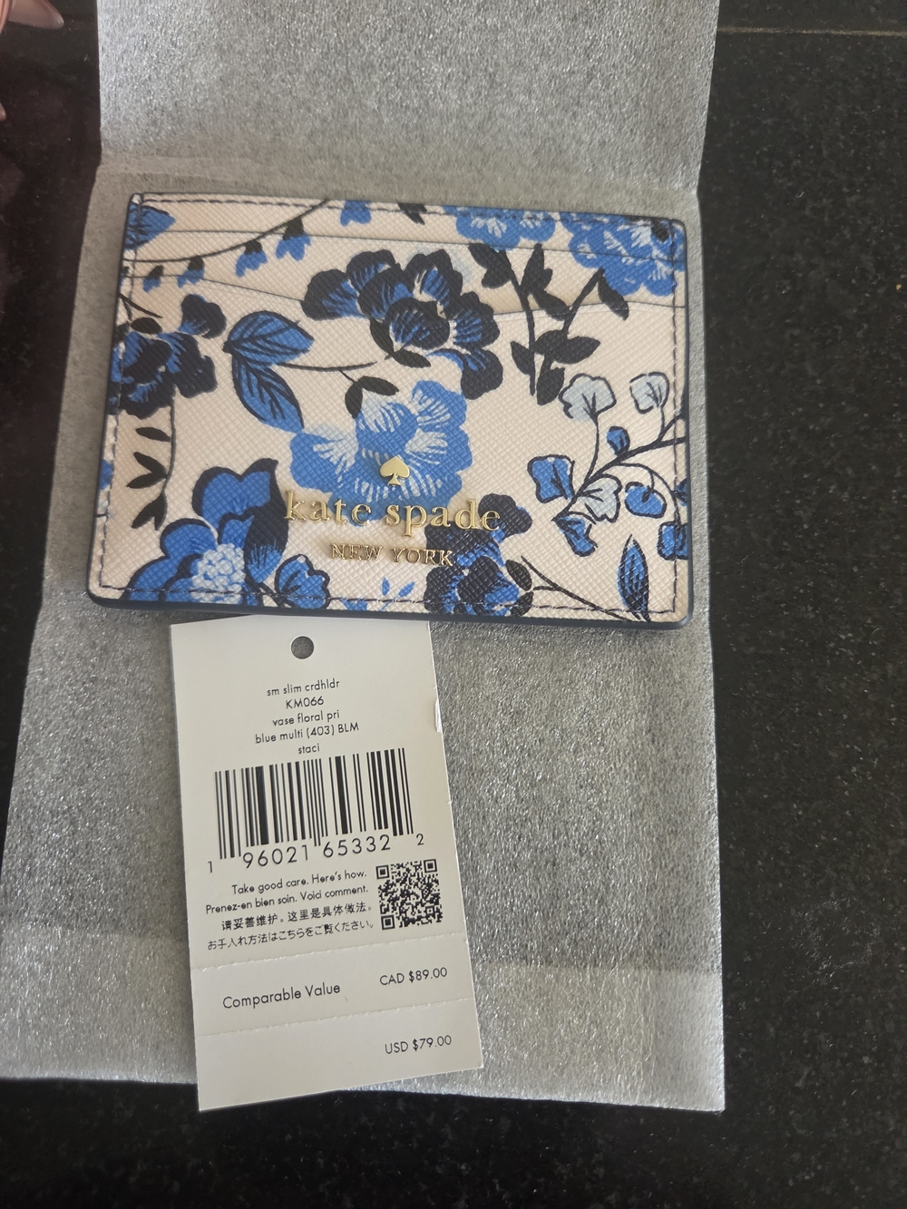 kate spade New York Blue Floral Card Holder